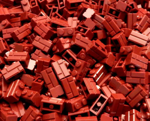 100 New Dark Red 1x2 Masonry Brick Pieces - The Minifig Club
