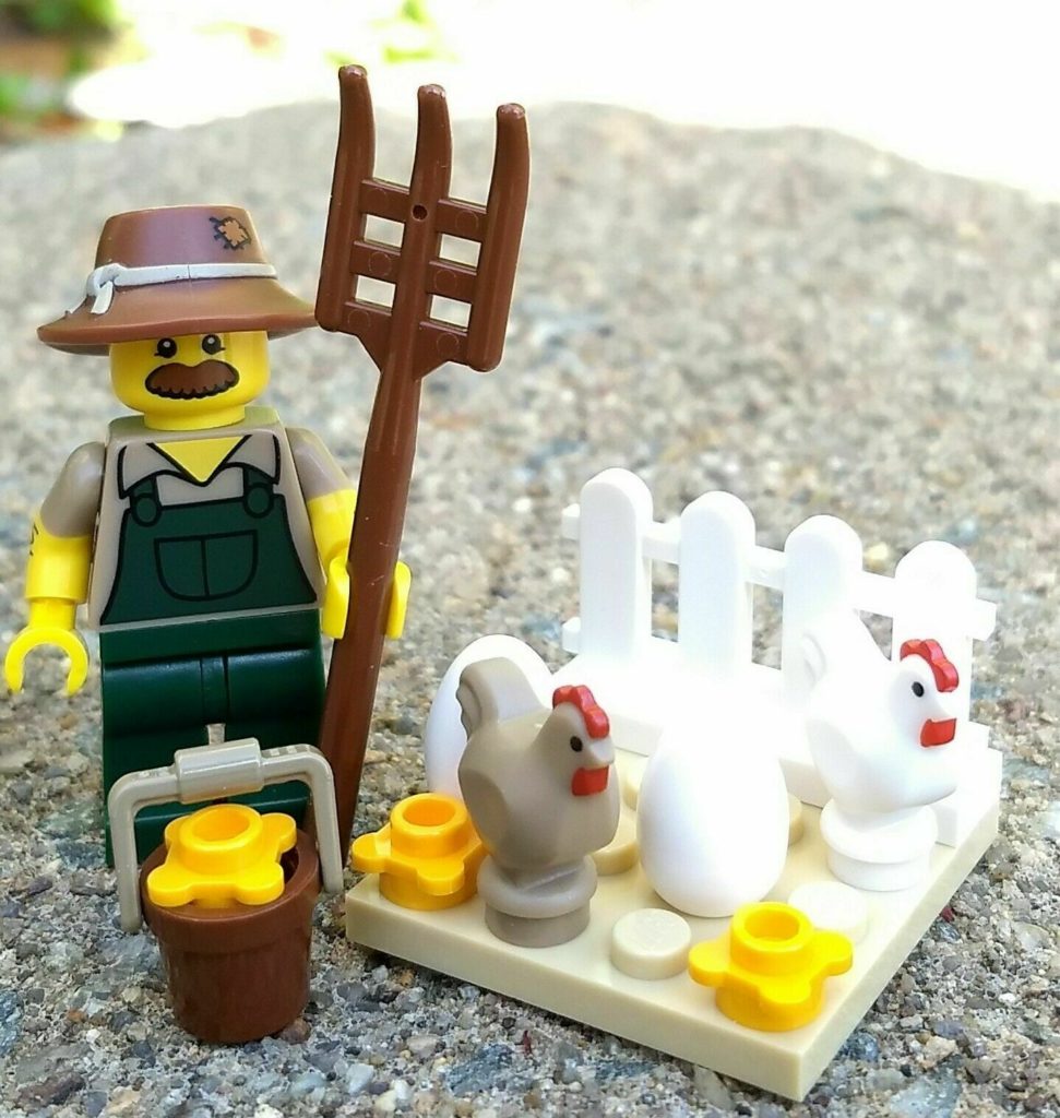 Lego Farmer Minifig With Chickens The Minifig Club