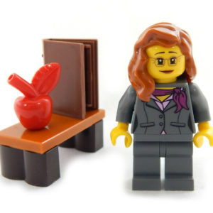 LEGO Teacher Minifig – with desk, apple and book