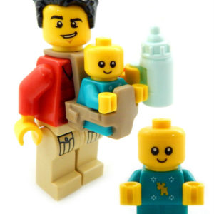 LEGO ‘New Dad’ Minifig – with Baby Onesie Carrier and Baby