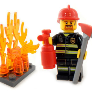LEGO Firefighter Minifig With Fire