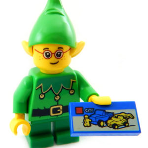 New Green Lego Elf with Lego Set present