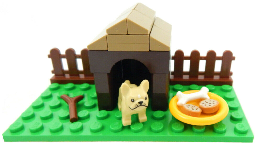 LEGO Tan French Bulldog with House - The Minifig Club