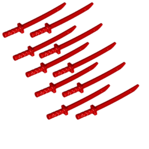 Pack of 10 Red LEGO Katana Swords