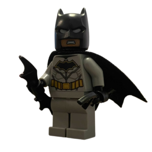 Grey LEGO Batman Minifig – with Cape and 2 Batarangs