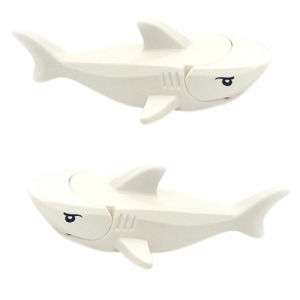 2 White LEGO Sharks with Gills