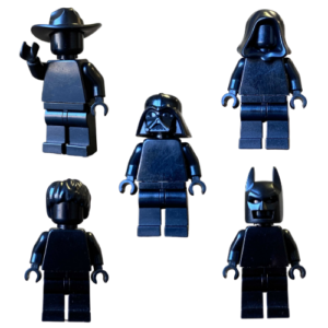 One Monochrome Black LEGO Minifig – with Mystery Black Accessory