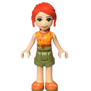 LEGO Friends ‘Mia’ Mini-Doll – in Orange top and Olive Green Shorts