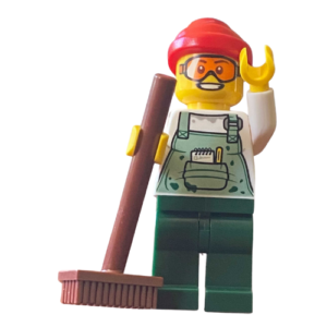 LEGO Spring Cleaning Minifig – with Broom and Bandana