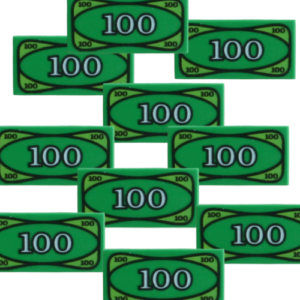 10 LEGO $100 Bill Pieces