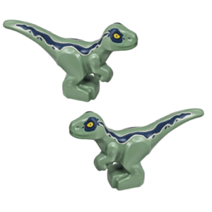 Pack of 2 Green LEGO Baby Raptor Dinosaurs