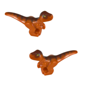 Pack of 2 Orange LEGO Baby Raptor Dinosaurs