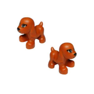 2 Orange LEGO Friends Puppies
