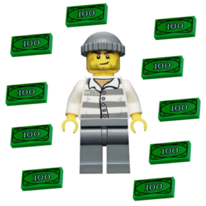 LEGO Thief Minifig with Money Pieces