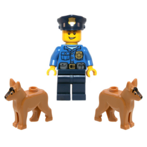 LEGO Police Minifig with 2 German Shepherds (K9 Unit)