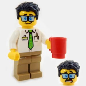 LEGO Office Worker ‘Brickbert Snorrington’ Minifig with Mug