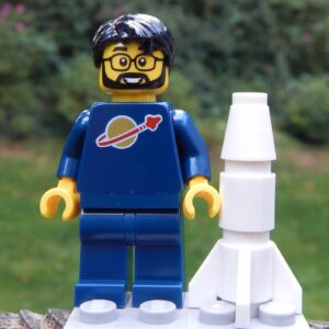 LEGO Space Enthusiast Dad Minifig with rocket