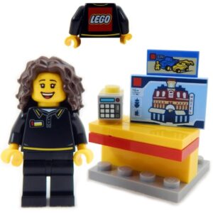 LEGO Store Employee “Harper” with checkout register and LEGO sets