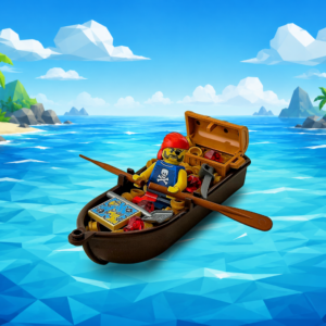 LEGO Pirate in Boat with Treasure